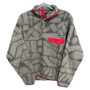 Mens Patagonia Synchilla Aztec Gray Geometric Pullover Fleece Jacket Size Small